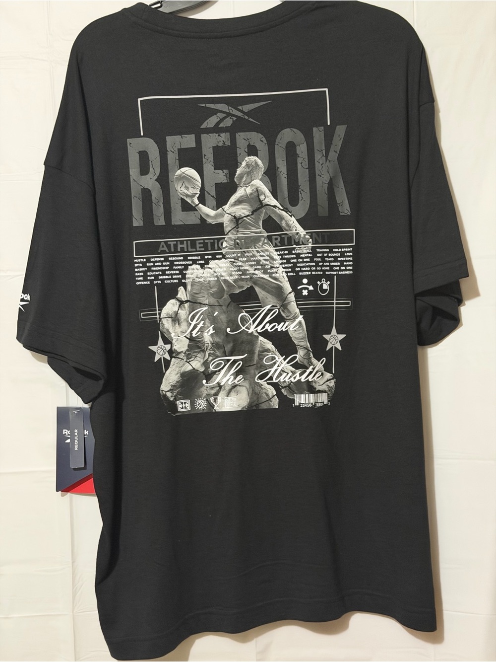 Reebok Black Short-Sleeve Graphic Tee with White Print